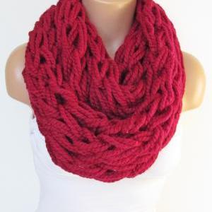 Infinity Red Scarf,Neckwarmer,Knitt..