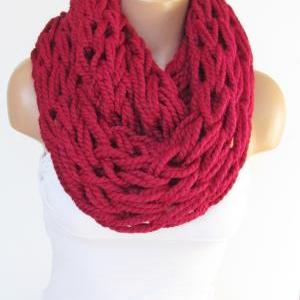 Infinity Red Scarf,Neckwarmer,Knitt..