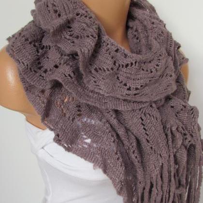 Lilac Knitted Fabric Scarf - Shawl ..