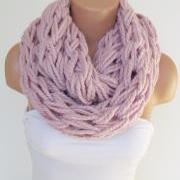 Infinity Pink Scarf,Neckwarmer,Knitted Scarf, Circle Loop Scarf, Winter Accessories, Fall Fashion,Chunky Scarf.Cowl Scarf