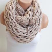 Infinity Stone Cream Scarf,Neckwarmer,Knitted Scarf, Circle Loop Scarf, Winter Accessories, Fall Fashion,Chunky Scarf.Cowl Scarf