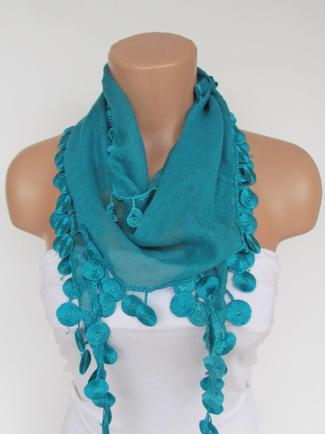 Long Scarf With Fringe-New Season Scarf-Headband-Necklace- Infinity Scarf- Spring Accessory-Turquoise Scarf-New Season-Gift