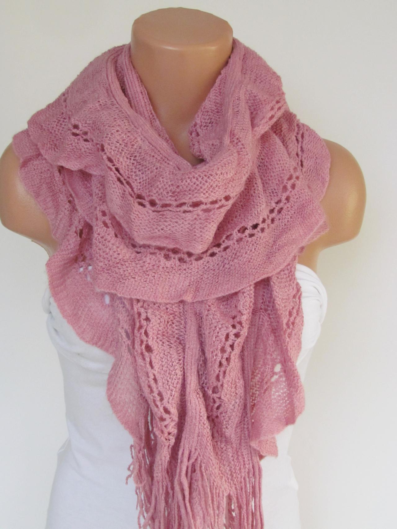Knitted Shawl Scarf , Pink Scarf, Neck Warmer, Winter Accessories, Fall Fashion, Holiday Accossories,Gift For Valentines