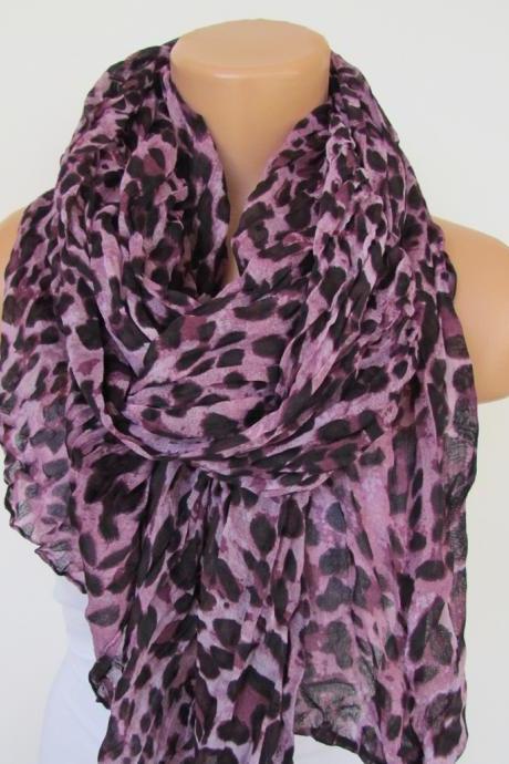 Oversize Purple Leopard Pattern Spring Summer Scarf Infinity Scarf Women's Fashion Accessories Trend Holidays Easter Gift Ideas For Her