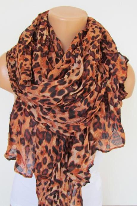 Oversize Brown Leopard Pattern Spring Summer Scarf Infinity Scarf Women&amp;#039;s Fashion Accessories Trend Holidays Easter Gift Ideas For