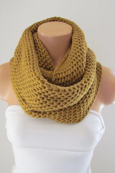 Mustard Yellow Infinity Loop Scarf,neck Warmer,handmade Circle Scarf,cowl Scarf, Winter Accessories, Fall Fashion,chunky Scarf.