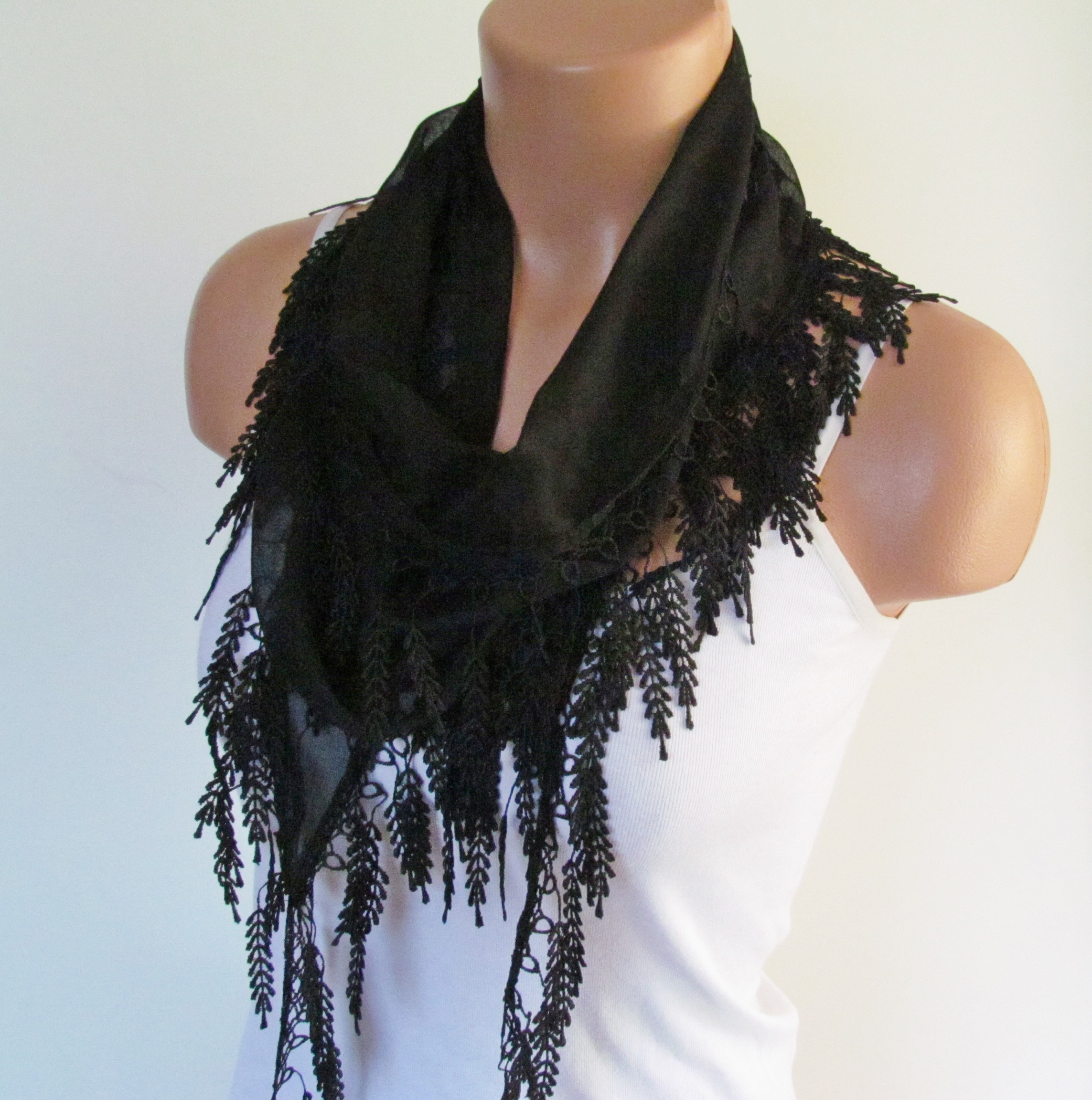 Long Scarf With Fringe-New Season Scarf-Headband-Necklace- Infinity ...